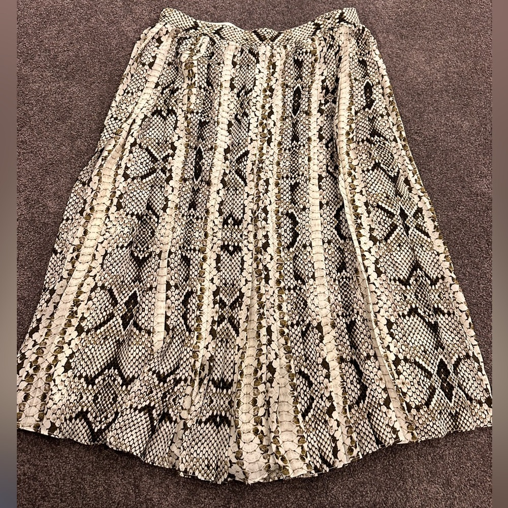 J Crew Pleated Skirt Snakeskin Print 8